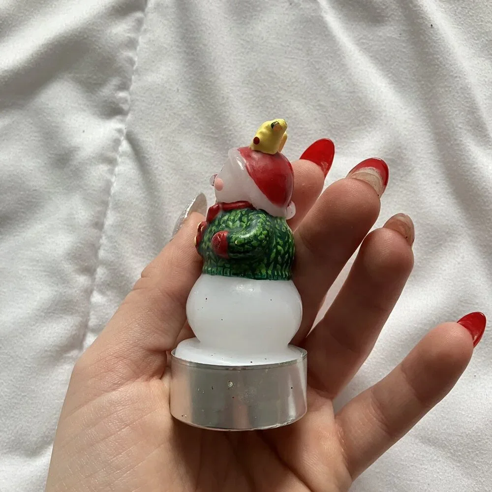 New Vintage Snowman Candle 3in Christmas‎ Decor Retro Holiday Winter